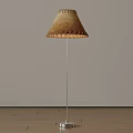 Minimalist Floor Lamp With Conical Fabric Shade And Metal Stand For Modern Home