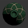 Green Bottle With Beige Netting Wrap And Green Cap For Daily Use