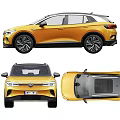 Yellow Volkswagen SUV Front And Rear Views 3d model