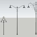 Outdoor Lights Decorative Metal Street Lamps with Curved Arms and Glass Shades