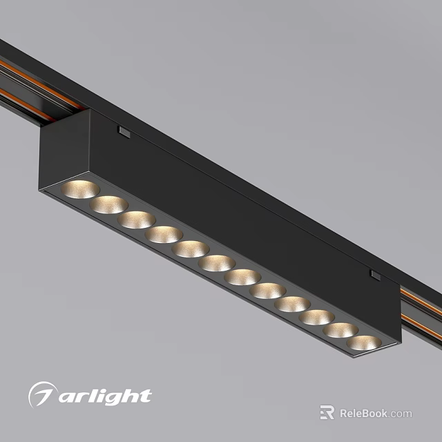 Black Linear LED Track Downlights with Multiple Lamps for Modern Lighting 3d model 