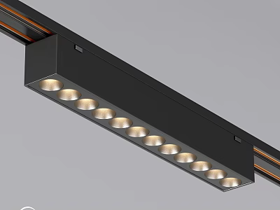 Black Linear LED Track Downlights with Multiple Lamps for Modern Lighting 3d model