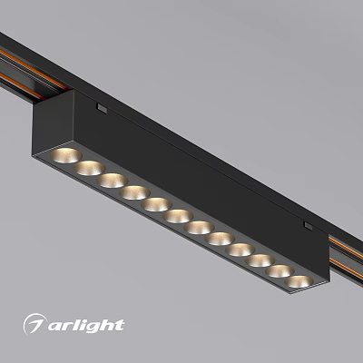 Black Linear LED Track Downlights with Multiple Lamps for Modern Lighting 3d model