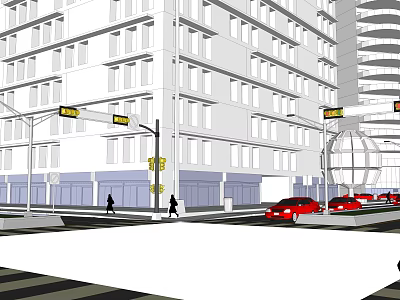 Aerial Planning of Urban Area with High Rise Buildings Street Pedestrians and Red Cars 3d model