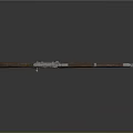 Rifle With Wooden Stock And Scope On Gray Background With Reflective Surface