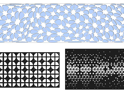 Decorative Perforated Background Wall With Geometric Patterns In Blue And Black White Modern Designs 3d model