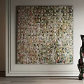 Artistic Colorful Large Painting With Leopard Sculpture In Modern Interior Decor