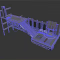 Industrial Platform Structure With Metal Frames Walkway Stairs And Circular Platform