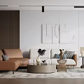 Modern Multiplayer Sofa Coffee Table Combination 3d model