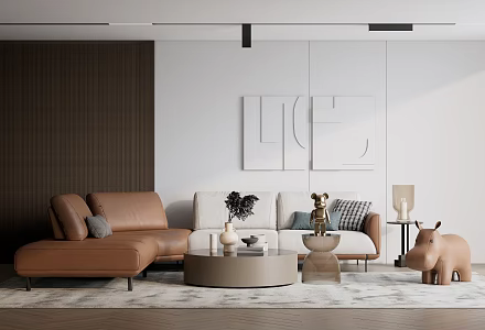 Modern Multiplayer Sofa Coffee Table Combination 3d model