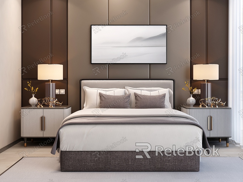 Modern background double bed model