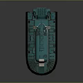 Teal Hovercraft With Black Air Cushion Cockpit And Reflective Surface Design