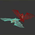 Two Light Brown Flying Bats With Transparent Wings On Dark Background 3d model