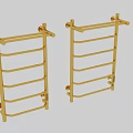 Stylish Golden Bathroom Towel Rack With Multiple Rails For Home Use