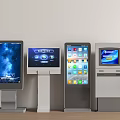 Modern Interactive Self Service Kiosks With Digital Screens And Various Interfaces 3d model