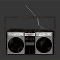 Vintage Electronic Radio With Wooden Frame Retro Design Speakers Antenna And Handle