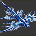 Blue Aquatic Animal With Multiple Feathery Fins And Shimmering Body In Water