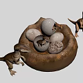 Reptile Dinosaur Nest With Hatching Eggs Baby Dinosaurs And Adult Dinosaur