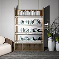 New Chinese Style Locker Character Single Chair Display Cabinet Combination 3d model