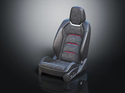 Modern Gray Office Chair With Red Stitching And Black Frame Design 3d model