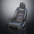 Modern Gray Office Chair With Red Stitching And Black Frame Design 3d model