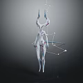 Futuristic Sci Fi Game Cinematic Character With Angular Horns White Purple Armor And Tech Lines 3d model