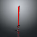Red Long Knife Weapon Featuring Metal Handle And 3D Rendered Gray Background