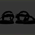 Black Casual Sandals With Double Straps And Textured Sole For Everyday Summer Wear