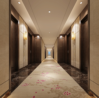 New Chinese Aisle Hotel Corridor 3d model