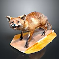 Realistic Red Fox Game Movie Character Sculpture With Orange Base And Dark Background
