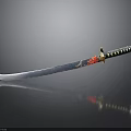 Traditional Japanese Samurai Sword With Decorative Red Gold Sheath And Sharp Blade