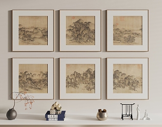 New Chinese Landscape Painting Hanging Painting 3d model