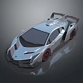 Silver Futuristic Sports Car With Sleek Body Rear Spoiler And Red Wheels
