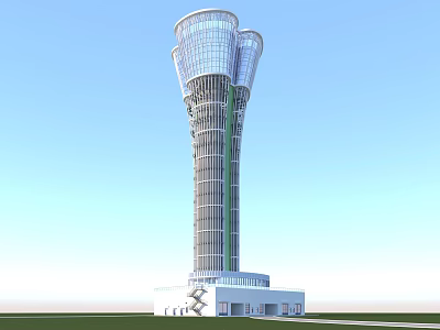 Modern Glass Tower With Unique Multi Section Design And Metal Framework 3d model