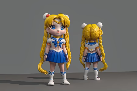 Sailor Moon cartoon characters represent the moon to destroy you 3d model