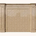 Beige Stone TV Background Wall With Diamond Pattern And Decorative Columns 3d model