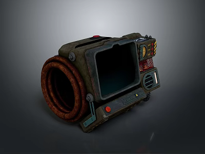Retro Industrial Mechanical Device With Circular Hose Screen Control Panel And Buttons 3d model