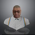 3D Character Bust With White Shirt Rainbow Shoulder Straps And Bow Tie