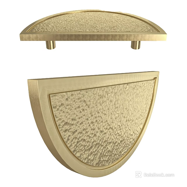 Gold Metal Wall Decor with Textured Surface and Semicircular Rectangular Design for Home Interior Decoration 3d model 