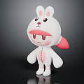 Cute Cartoon Rabbit Character With White Body Pink Ear Tips And Red Nose