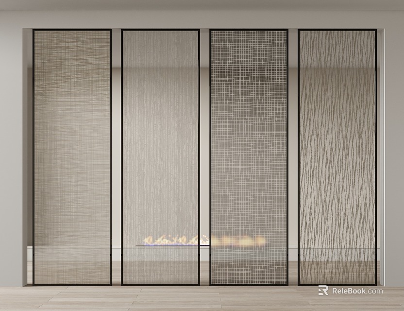 Modern Stylish Room Dividers with Textured Patterns for Home Interior Design and Space Separation 3d model 