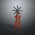 Industrial Windmill Equipment with Metal Blades and Orange Steel Support Structure