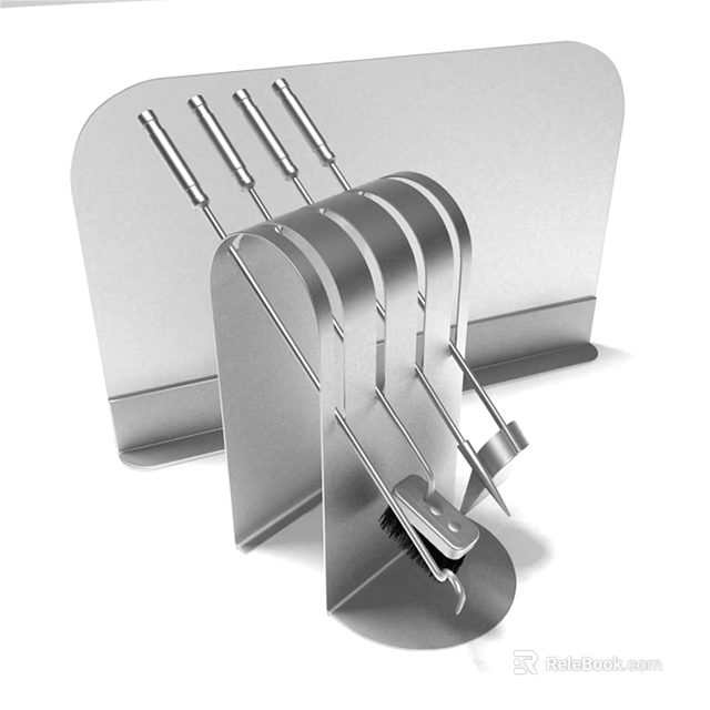 Stainless Steel Kitchen Knife Holder With Multiple Blades And Ergonomic Handles 3d model 