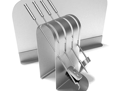 Stainless Steel Kitchen Knife Holder With Multiple Blades And Ergonomic Handles 3d model