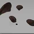 Red Speckled Stone Pieces In Various Sizes Floating On Gray Background 3d model