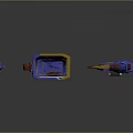 Decorative Fantasy Weapons Set With Blue Bow Purple Spear And Ornate Quiver Design
