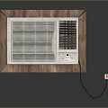 Window Type Air Conditioner With Wooden Frame Grille And Power Cord For Home Use