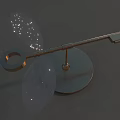 Metallic Key Shaped Jewelry With Transparent Glittering Leaf Decorations And Round Base