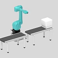 204 with animation robot loading and unloading with animation industrial robot with animation industrial automatic assembly line 3d model