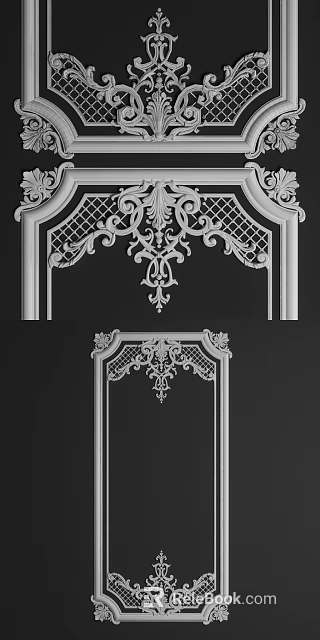 Ornate Decorative Carving Designs With Intricate Patterns And Symmetrical Frames 3d model